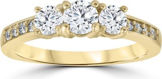 Pompeii3 1 1/2 cttw Diamond 3-Stone Engagement Anniversary Ring 14k Yellow Gold