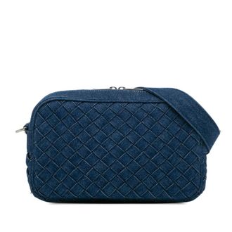 Bottega Veneta Small Denim Intreccio Camera Bag A00519662Q