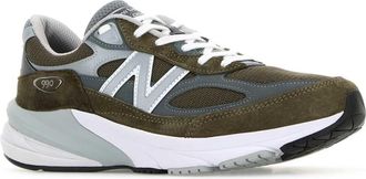 New Balance Unisex Multicolor Mesh And Suede 990v6 Sneakers Olive