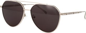 Alexander McQueen Mens Sunglasses Am0478s Silver Metal Silver-Silver-Grey Silver/silver/grey
