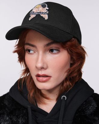 Fiorucci Womens Cotton Baseball Cap Angels Patch Black Hat