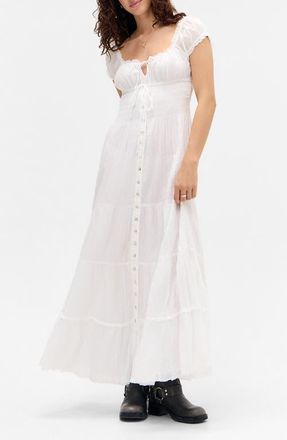 BDG Tiana Maxi Peasant Dress in White at Nordstrom, Size X-Large