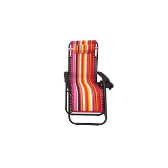 Romo Tumbona Plegable Para Jardin Y Playa, Color Rayado Rojo