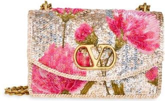Valentino Garavani DeVain Sequin Shoulder Bag in Pink Multi at Nordstrom