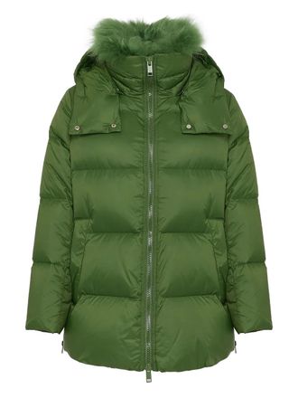 Yves Salomon lambshearling-collar down coat - Green