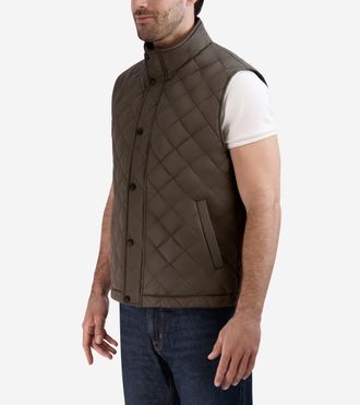 Cole Haan Mens Diamond Quilted Vest - Green Size Medium