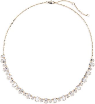 Nordstrom Cubic Zirconia Frontal Necklace in Clear- Gold at Nordstrom