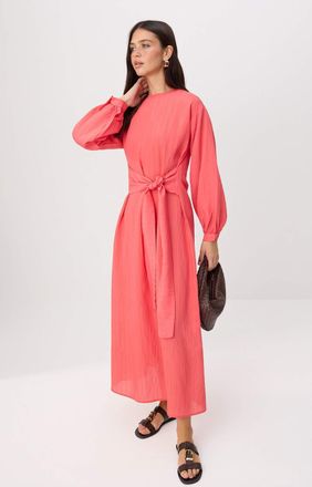 Trendyol Modest Dames Rood Effen Maxi Lang Casual Recht Modest Jurken