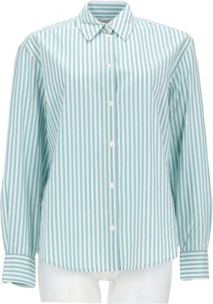 MC2 Saint Barth Green Striped Cotton Embroidered Shirt
