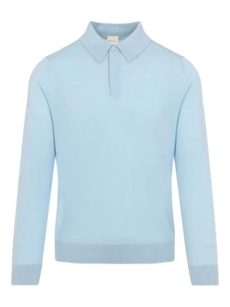 Paul Smith long-sleeve polo shirt - men - Wool - M - Blue