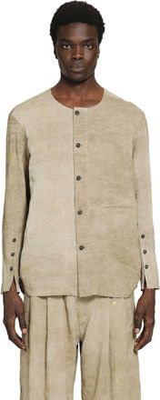 Ziggy Chen Collarless Patchwork Shirt