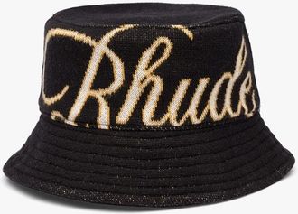 Rhude MaleS Black Script Bucket Hat