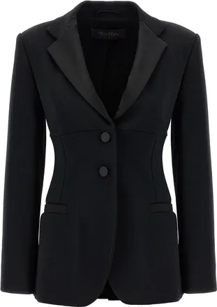 Max Mara Black Solid Shawl Lapel Blazer