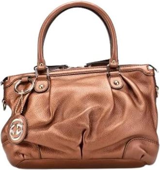 Gucci Pre-owned Handbags, female, Brown, Size: ONE SIZE Pre-owned Leather Handbag
