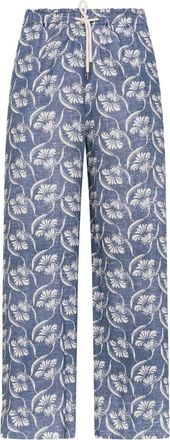 Seventy Pantalone in misto lino - Dames - Pyjama - Blauw - L - Linnen - Nachtkleding
