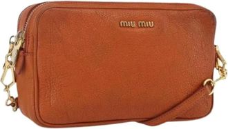 Miu Miu Pre-owned Cross Body Bags, female, Orange, Size: ONE SIZE Pre-owned Leather Crossbody Bag