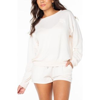 Roxy Surfing by Moonlight Embroidered Graphic Sweatshirt in Dew at Nordstrom, Size Xx-Large