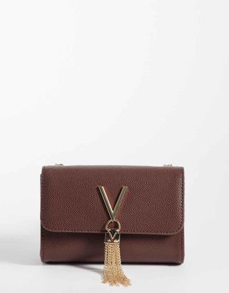 Valentino Divina - Pochette a tracolla color marrone cioccolato con patta