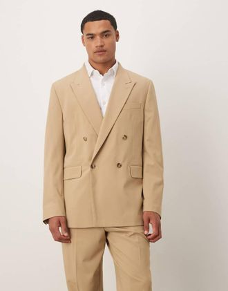 Mango Blazer doppiopetto beige in coordinato-Neutro