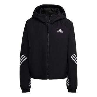 adidas (WMNS) adidas Back to Sport Hooded Jacket Asia Sizing Black White HG6006