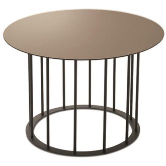 Capodarte Capodarte - Tavolino tondo D60 cm con base in metallo Nero e piano in vetro Bronzo mute