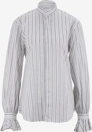 Bourrienne Paris X Hochwertige Stehkragen-Bluse aus gestreifter Popeline Boudoir