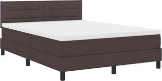 vidaXL Vidaxl - Cama Box Spring Con Colch&oacute;n Marr&oacute;n Oscuro 160 X 200 Cm Tela