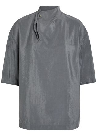 Christophe Lemaire High-neck Silk-blend top - Grey - 38 (UK10 / S)