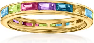 Ross-Simons Multi-Gemstone Baguette Eternity Band in 18kt Gold Over Sterling