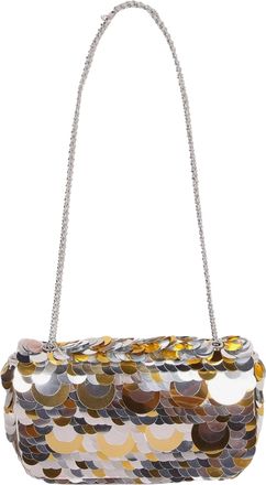 Paco Rabanne Mini Leather Shoulder Bag With Two-Tone Reflective Design
