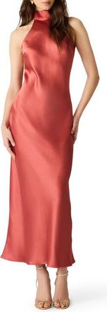 Steve Madden Lara Satin Bias Cut Maxi Dress in Dusty Mauve at Nordstrom, Size Medium