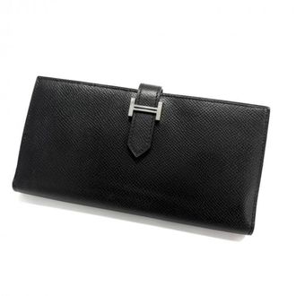 Herm&egrave;s Black Epsom Leather Long Wallet (Bi-Fold) (Pre-Owned)