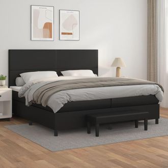 vidaXL Vidaxl - Cama Box Spring Con Colch&oacute;n Cuero Sint&eacute;tico Negro 200x200 Cm