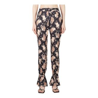 Rokh Slim-fit Trousers, female, Black, Size: 3XS Floral Pants