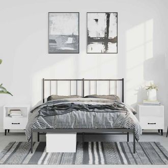 Berkfield Home Metal Bed Frame with Headboard Black 150x200 cm King Size