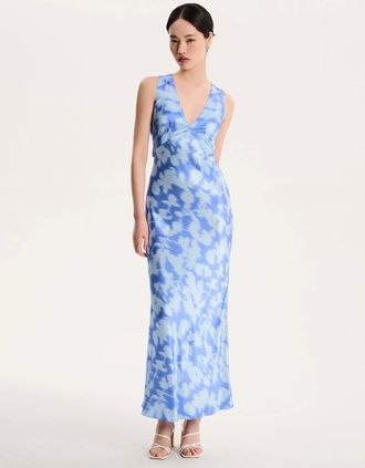 Omnes Womens Nova Dress in Blurred Floral - Blue - Size: 14