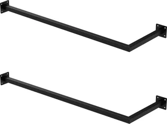 ML Design Ml-design - Set 2x Percheros De Pared Para Esquina 90 X 30 Cm De Acero Inoxidable Negro Forma De L Para Vestidor Armario Ba&ntilde;o O Cocina Barra De Almace