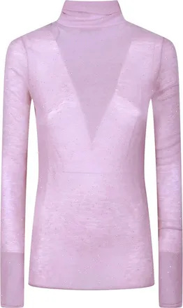 Pinko Pinko, Truien & Vesten, Dames, Roze, XS, Moss Turtle Neck Sweater