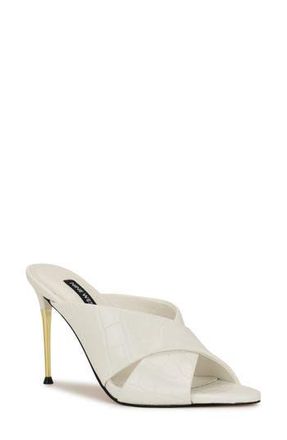 Nine West Sancie Croc Embossed Stiletto Sandal in White at Nordstrom Rack, Size 8.5