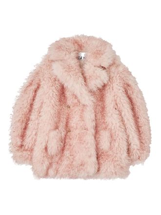Ganni Jas met dubbele rij knopen en teddy-textuur - Roze