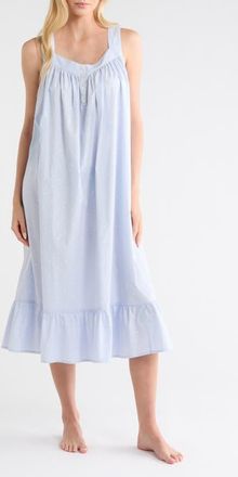 Nordstrom Cotton Shirting Nightgown in Blue- Ivory Classic Dot at Nordstrom, Size Medium