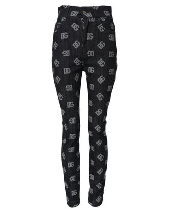Dolce & Gabbana Womens Logo Print Slim Jeans - Black Cotton - Size EU 40 (Womens)