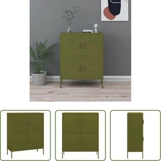 vidaXL Armadietto verde oliva - Armadietto Verde Oliva 80x35x101,5 cm in Acciaio
