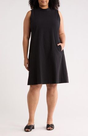 Eileen Fisher Mock Neck Sleeveless Dress in Black at Nordstrom, Size 1X