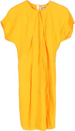 Acne Studios Crewneck Knee-Length Shift Dress in Orange Viscose