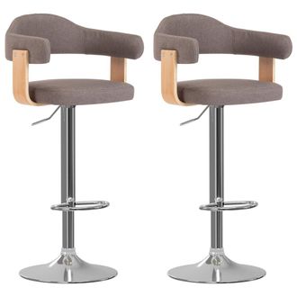 vidaXL Vidaxl - Taburetes De Bar 2 Unidades Gris Taupe Madera Curvada Y Tela