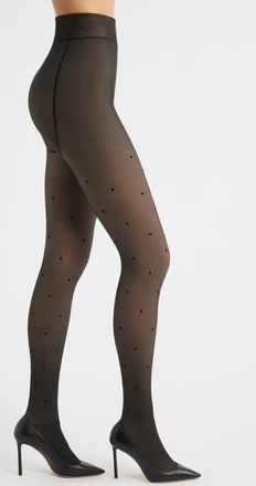 Hue Polka Dot Faux Sheer Tights in Black at Nordstrom, Size Small/medium