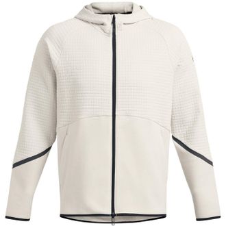 Under Armour Mens Unstoppable Hooded Full Zipper Textured Zipped Pocket Jacket in White - Size X-Large