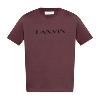 Lanvin Tops, Heren, Rood, XS, Katoen, T-shirt met geborduurd logo