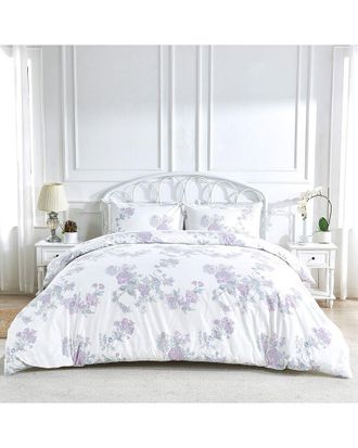 Melange Home 200 Thread Count Cotton Percale Jardin De Rose Duvet Set